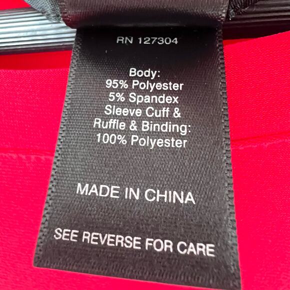 Ali miles Sz Small Vibrant Red Puff Sleeve Wearable Art to Wear Formal Shirt Top - Picture 3 of 7